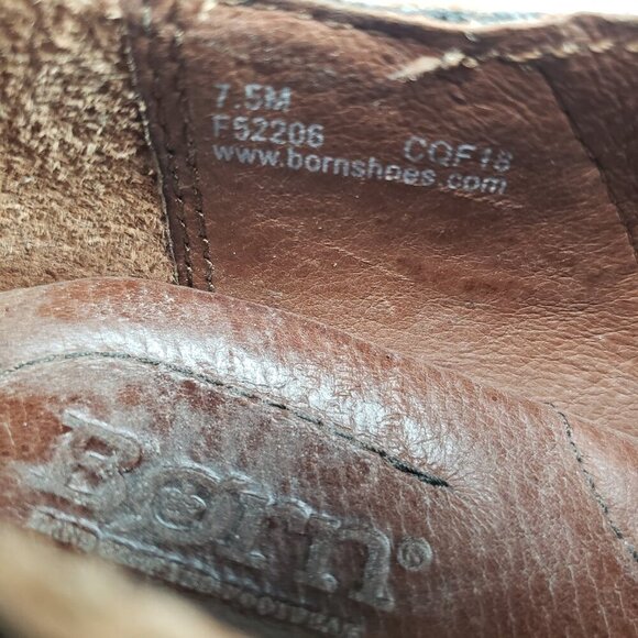 Born Timmons Leather Ankle Boot Womens 7.5 Brown Side Zip Heeled Comfort Bootie - Picture 11 of 11